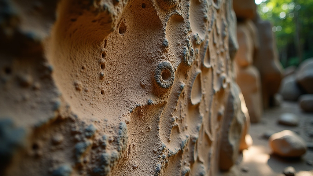 Petroglifo antiguo tallado en roca con símbolos geométricos y figuras humanas